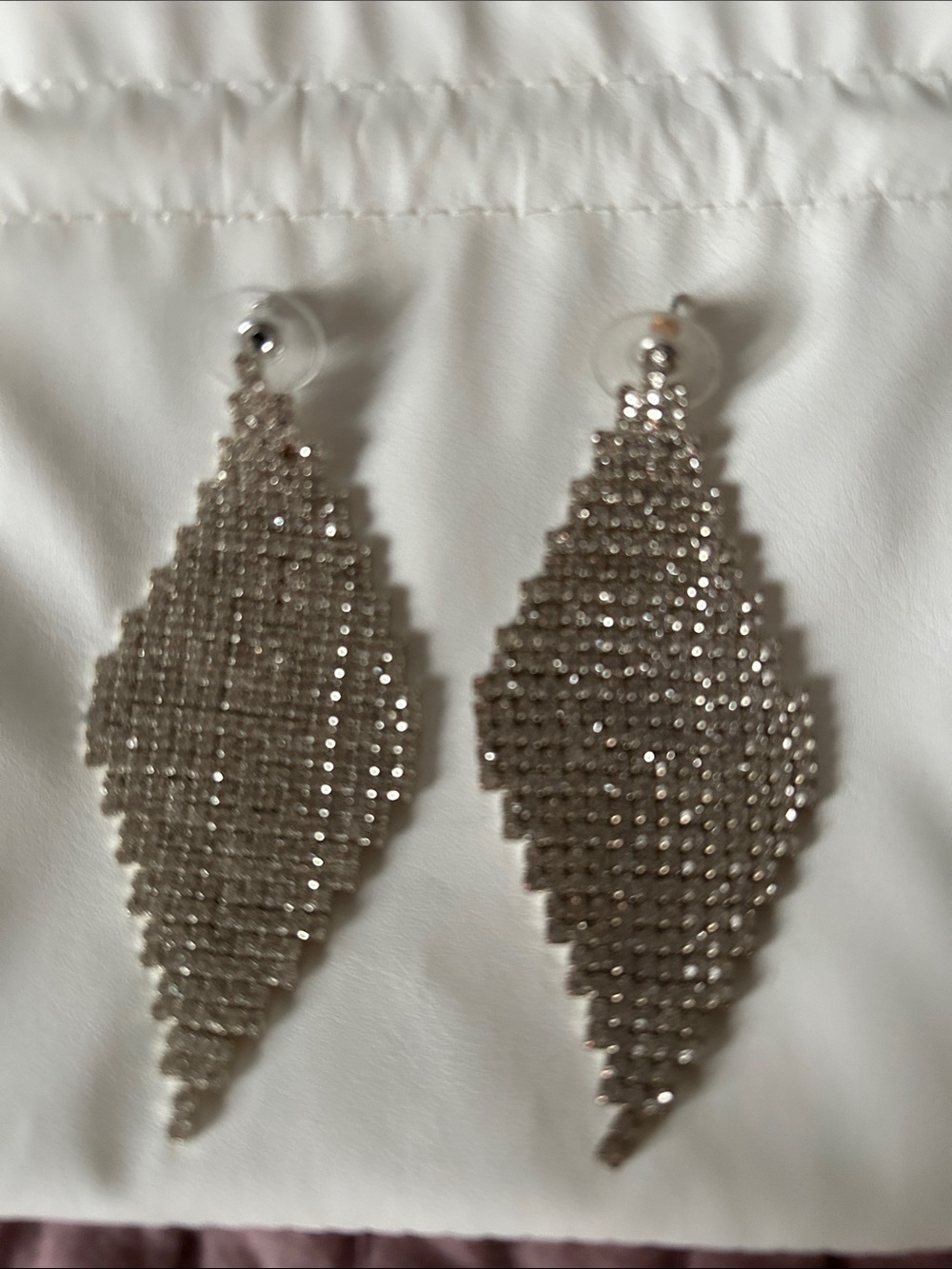 Silver Mesh Drop Earrings - Women Jewelry